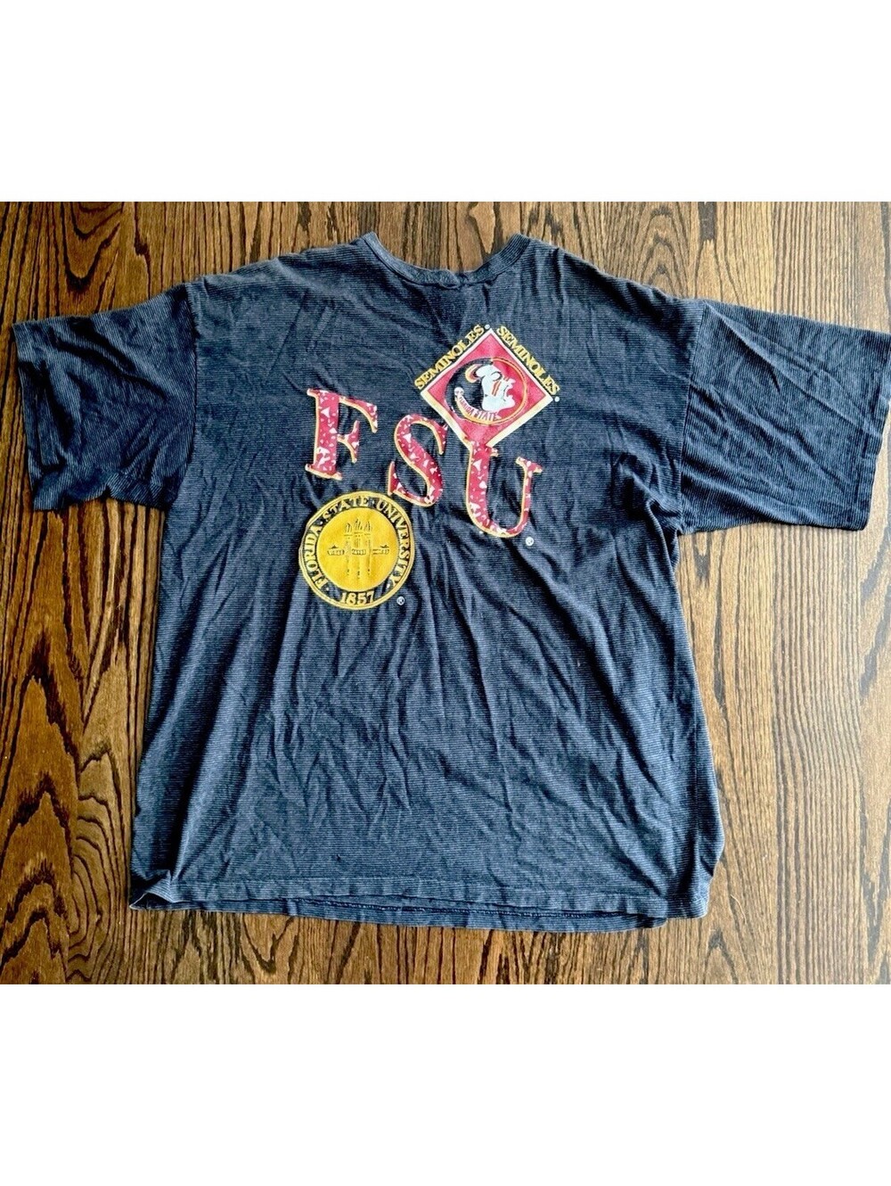 Vintage FSU Florida State Seminoles TL Sportswear T Shirt Black Stripe NCAA 3XL